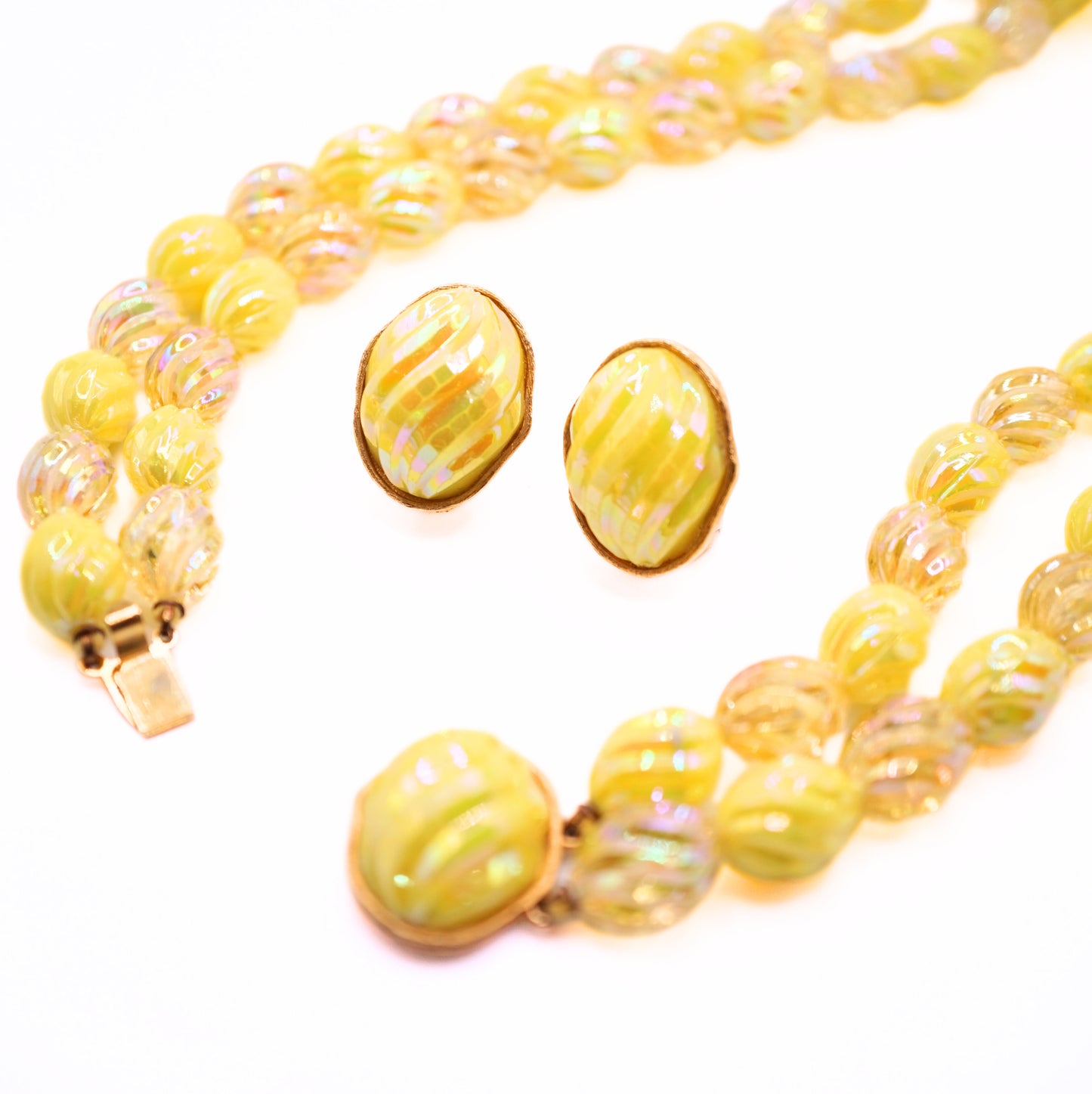 Vintage Deauville Yellow Aurora Borealis Parure