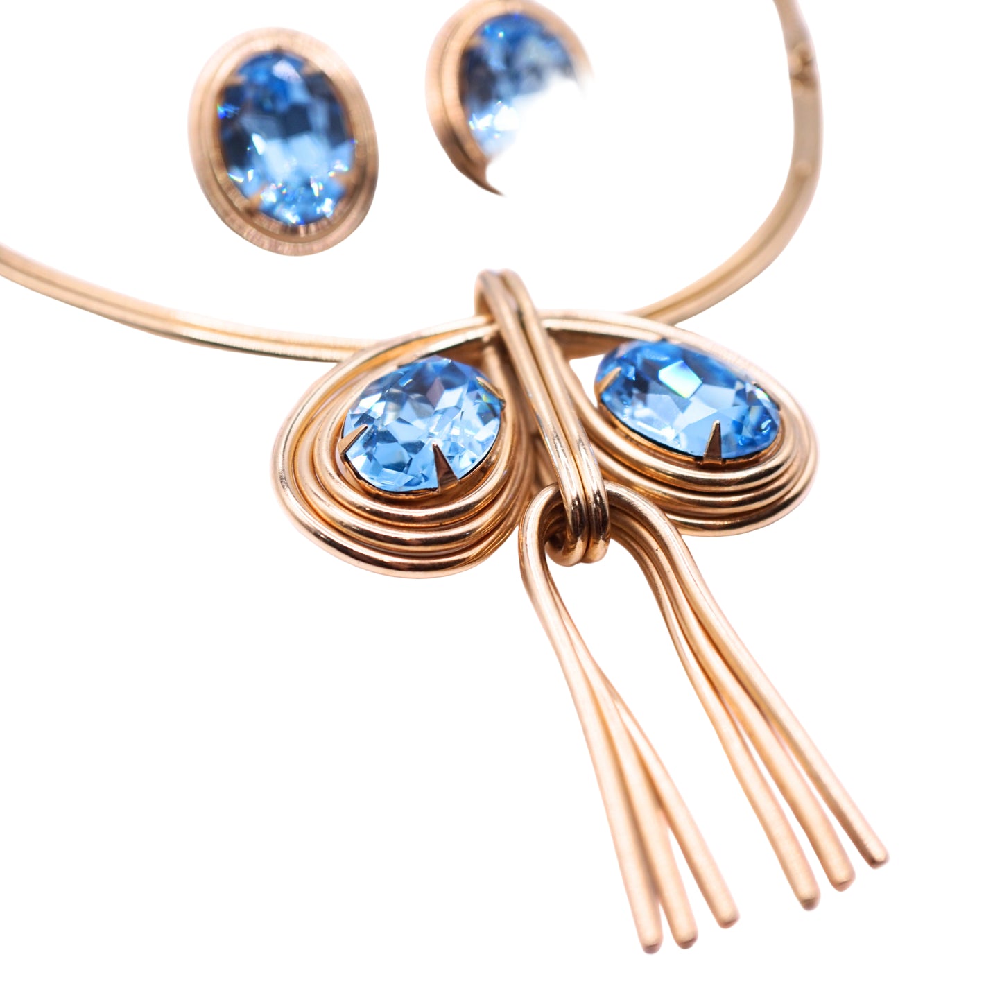 Vintage Bergere Sky-Blue Glass Parure