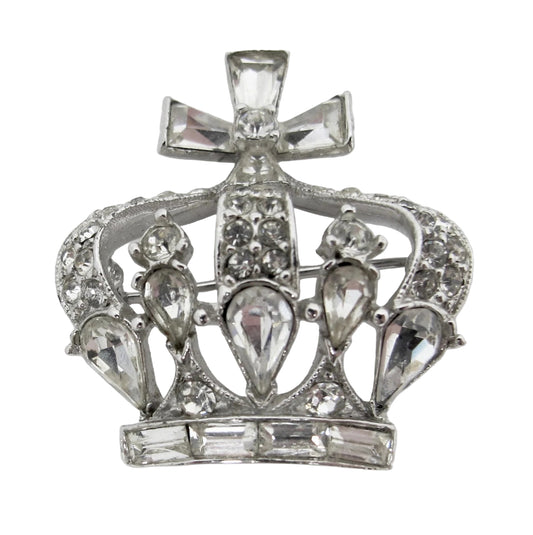 Vintage Bogoff Rhinestone Royal Crown Brooch