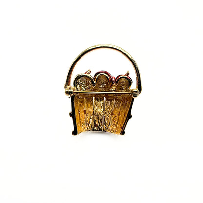 Vintage Gold-Tone Basket of Apples Brooch