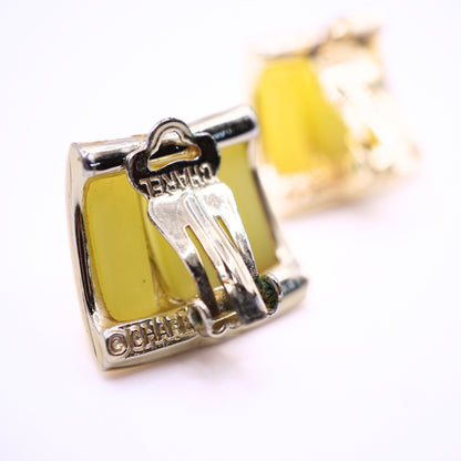 Vintage Signed Charel Chartreuse Lucite Gold Metal Parure