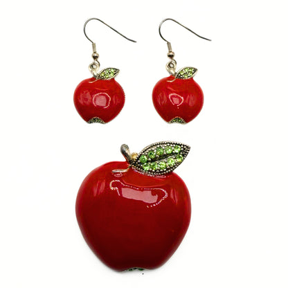 Vintage Pendant & Earrings Set – Apples