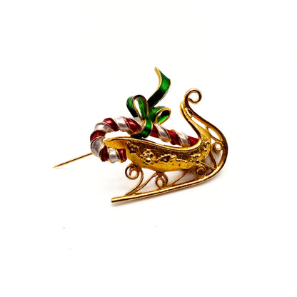 Vintage MYLU Santa Sleigh Brooch