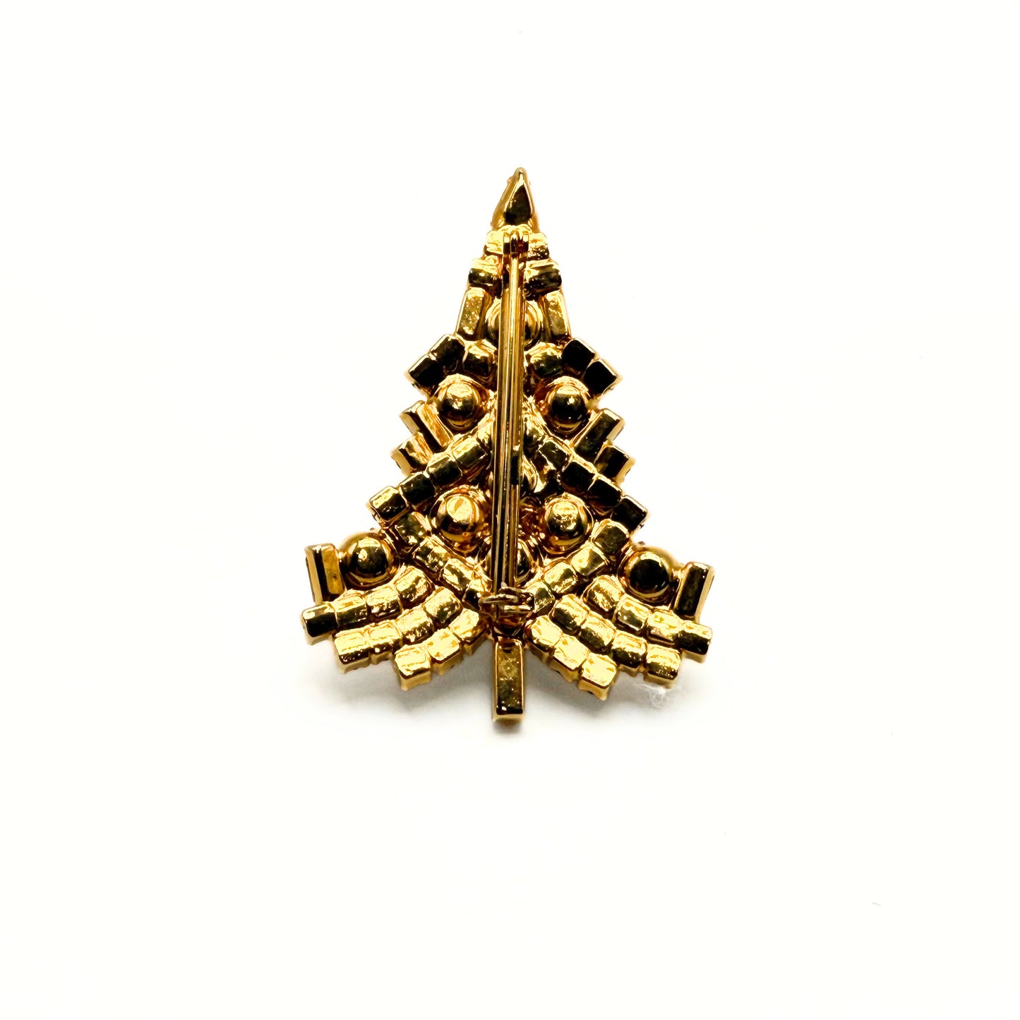 Vintage Clear Rhinestone Christmas Tree Brooch