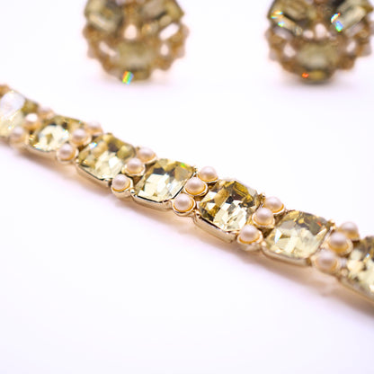 Vintage Charel Citrine Rhinestone Parure