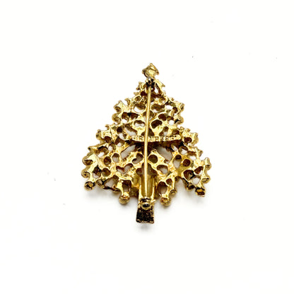 Vintage Eisenberg Ice Clear Rhinestone Christmas Tree Brooch