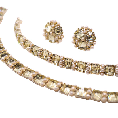 Vintage Charel Citrine Rhinestone Parure