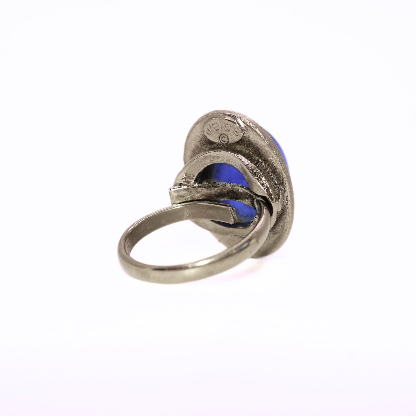 Vintage Weiss Electric Blue Silver Tone Adjustable Ring