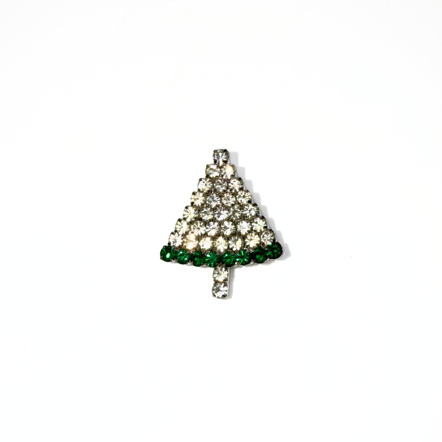 Vintage Clear Rhinestone Christmas Tree Brooch