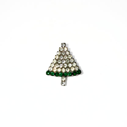Vintage Clear Rhinestone Christmas Tree Brooch