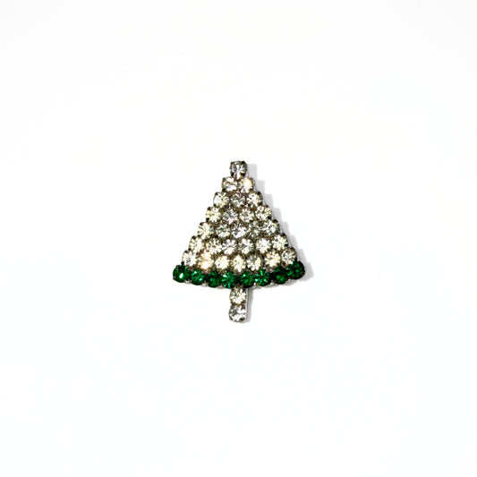 Vintage Clear Rhinestone Christmas Tree Brooch