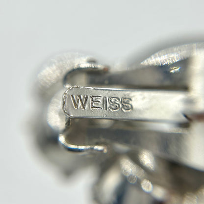 Vintage Weiss Clear Rhinestone Cluster Earrings