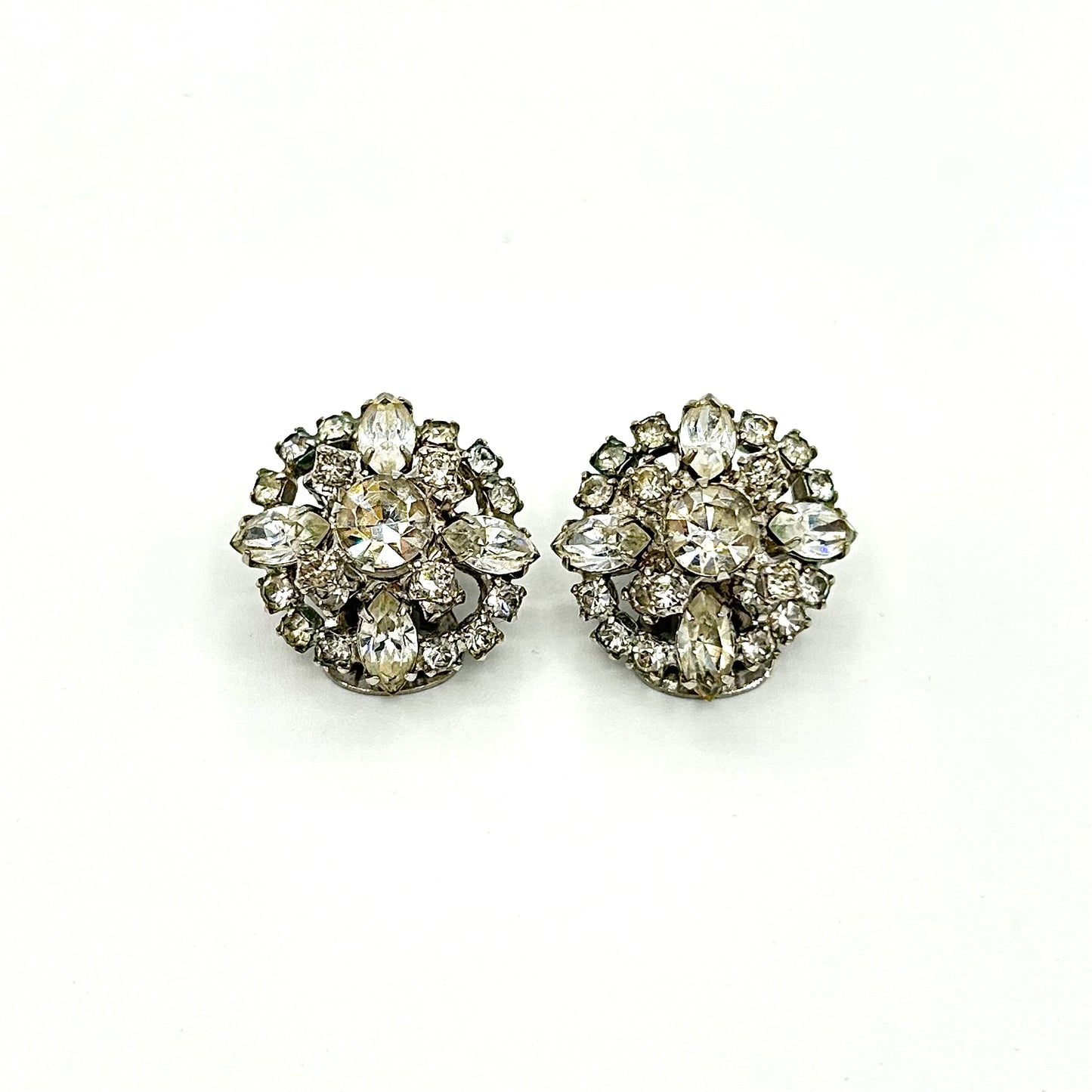 Vintage La Rel Clear Rhinestone Earrings
