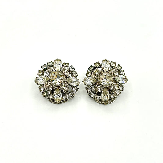 Vintage La Rel Clear Rhinestone Earrings
